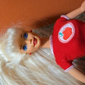 Mattel 1976 Vintage Barbie Doll with Red and Blue Jean Skrit Outfit